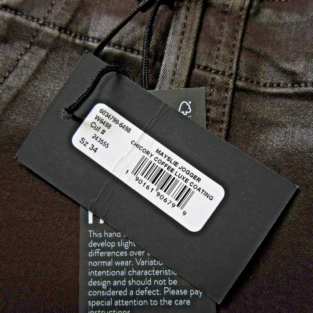 NWT Paige Mayslie Jogger in Chicory Coffee Luxe Coated Transcend Stretch Jean 34